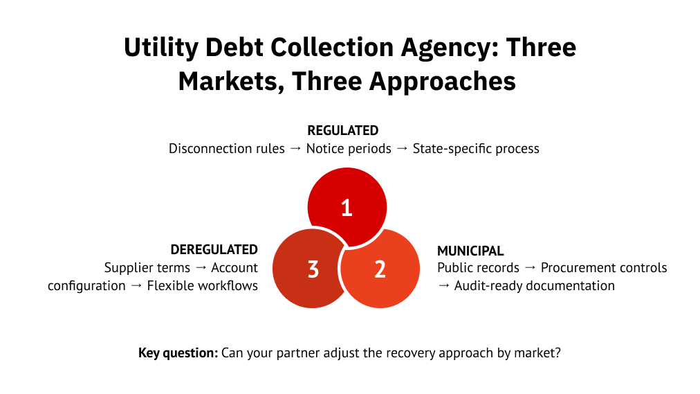 Utility Debt Collection Agency: Three Markets, Three Approaches